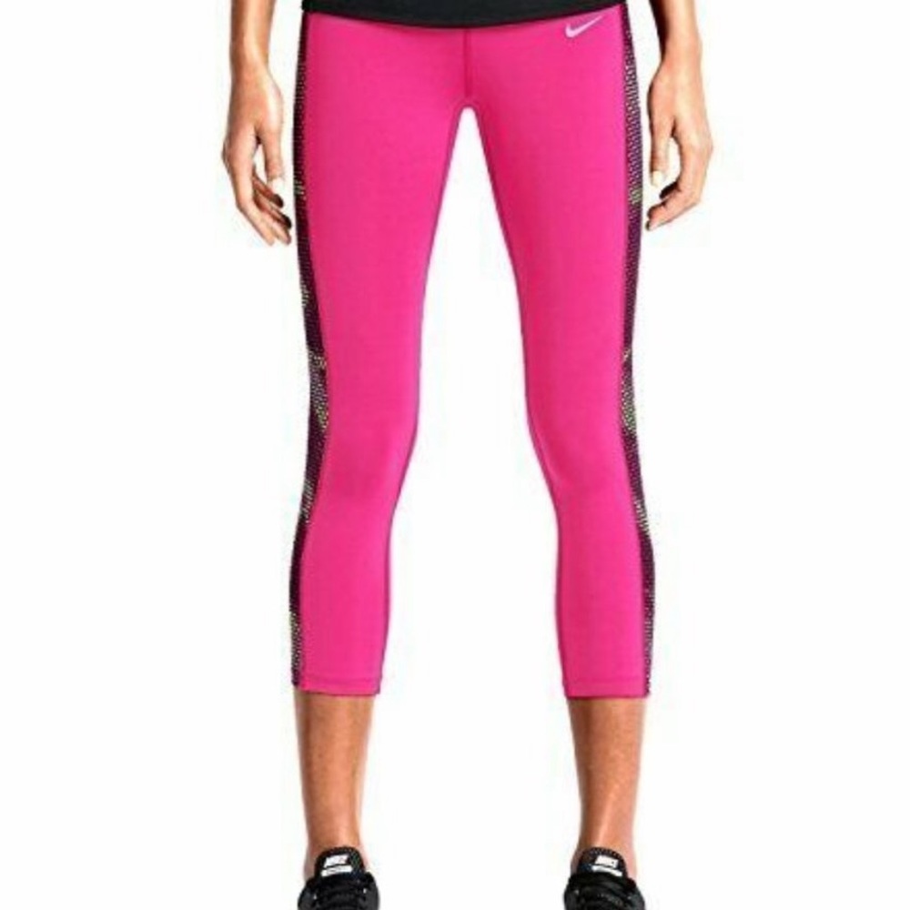 Nike Hot Pink Lux Epic Printed Capris Leggings Activewear -Size S